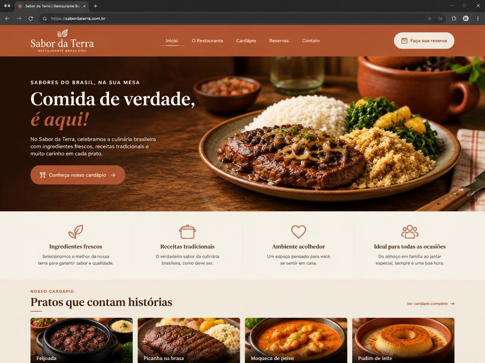 Exemplo de site para Restaurante