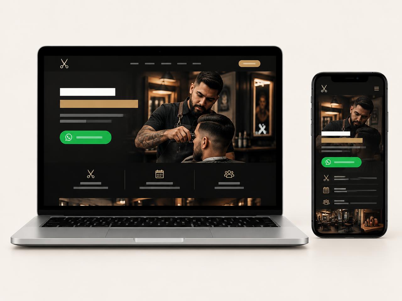 Exemplo de site aberto em um notebook e em um celular